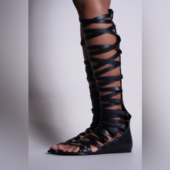 Aminah Abdul Jillil Riyka Gladiator Sandal Black Leather Size 8 GUC - Picture 10 of 10